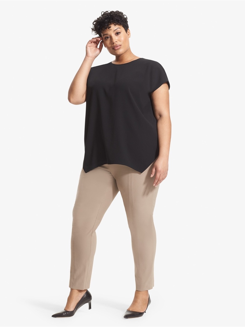 MM Lafleur Black Boxy Sleeveless Didion Crewneck Blouse